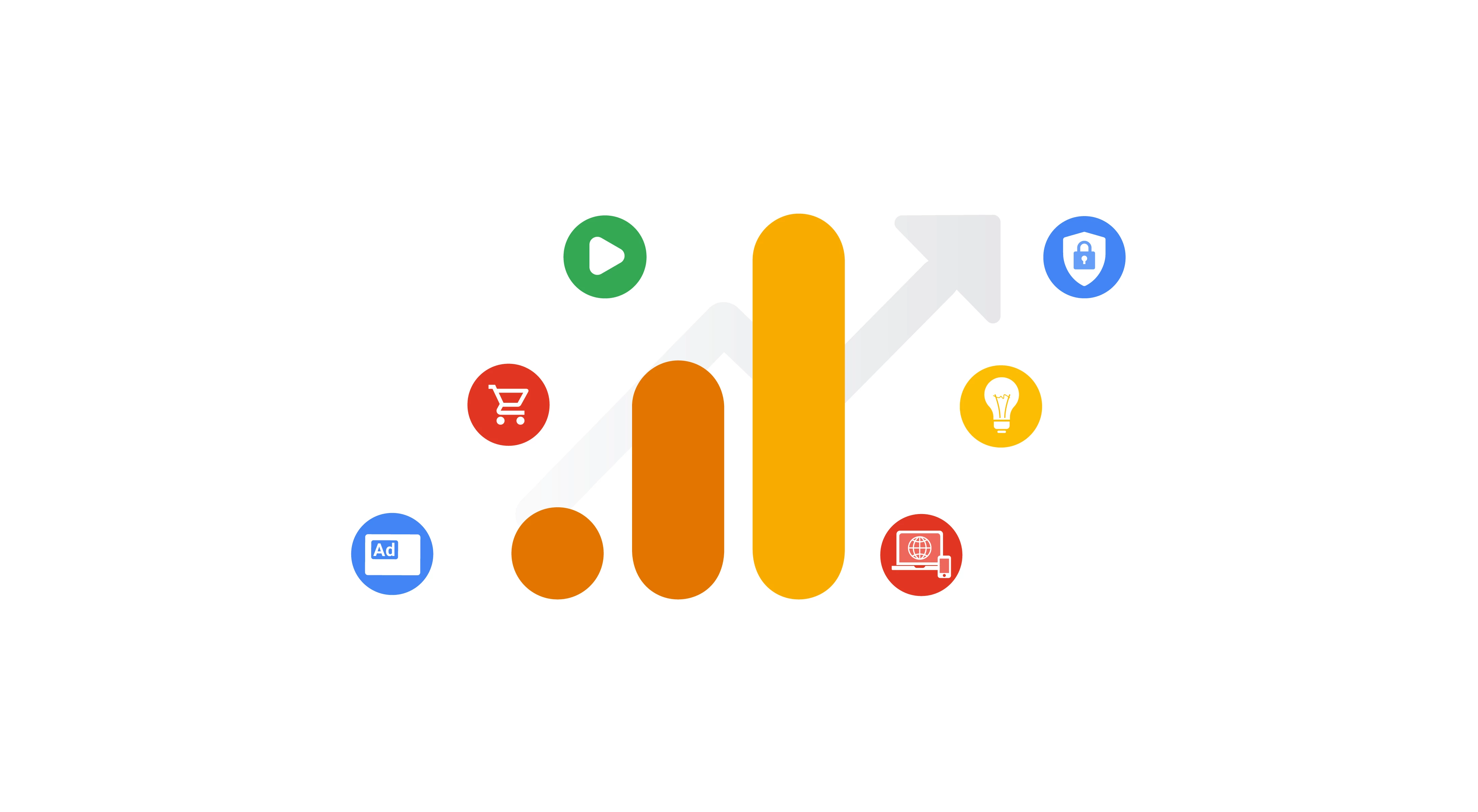 An abstract illustration showing some analytics imagery and icons.